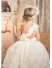 One Shoulder Ivory Rosette Flower Girl Dress